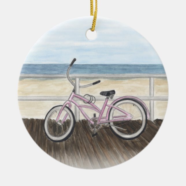 Beach Cruiser on the Boardwalk Ornament (Front)