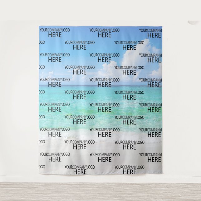 Beach Custom Business Logo Step & Repeat Backdrop Tapestry (Front)