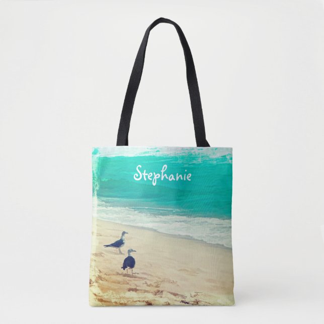 beach custom personalised tote bag design (Front)