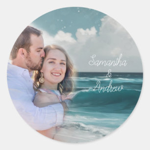 Beach Custom Photo Filter Classic Round Sticker