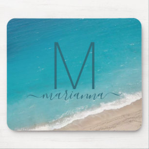 Beach Custom Photo Personalised Name Monogram Mouse Mat