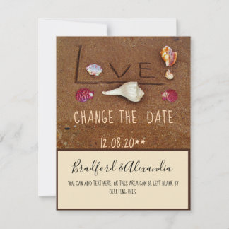 Beach custom wedding Shells & Love Change The Date Save The Date