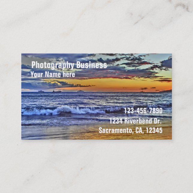 Beach customisable photography business cards (Front)