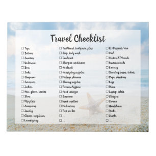 Beach Customisable Travel Packing List Checklist N Notepad