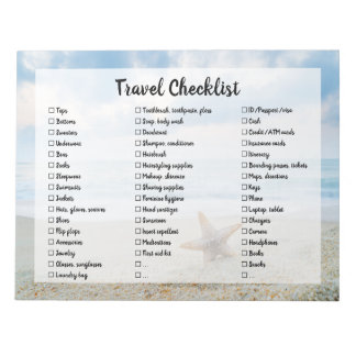 Beach Customisable Travel Packing List Checklist N Notepad