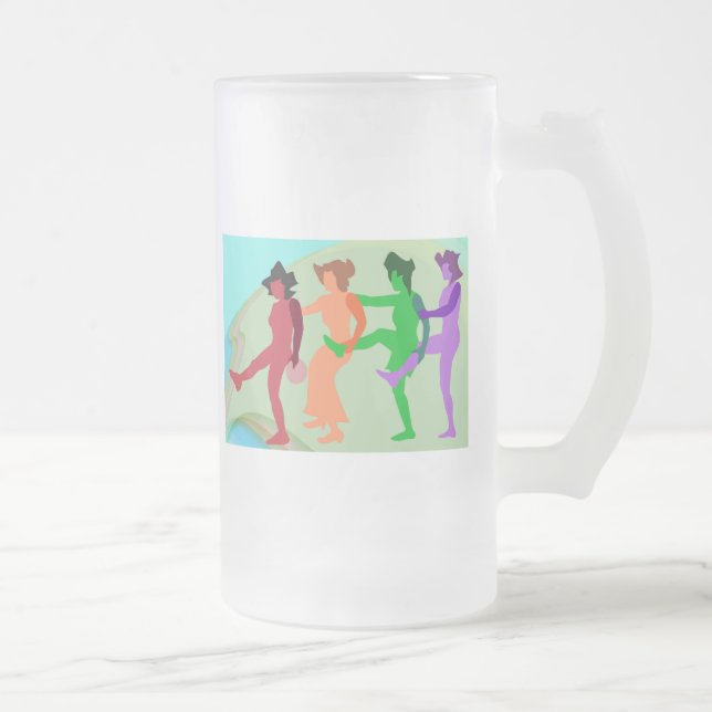 Beach Dance Frosted Glass Beer Mug (Right)