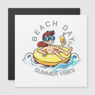 Beach Day Cartoon Character on Inflatable Ring