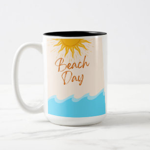 Beach Day Coffee Mug Summer Sun Mug Ocean Wave