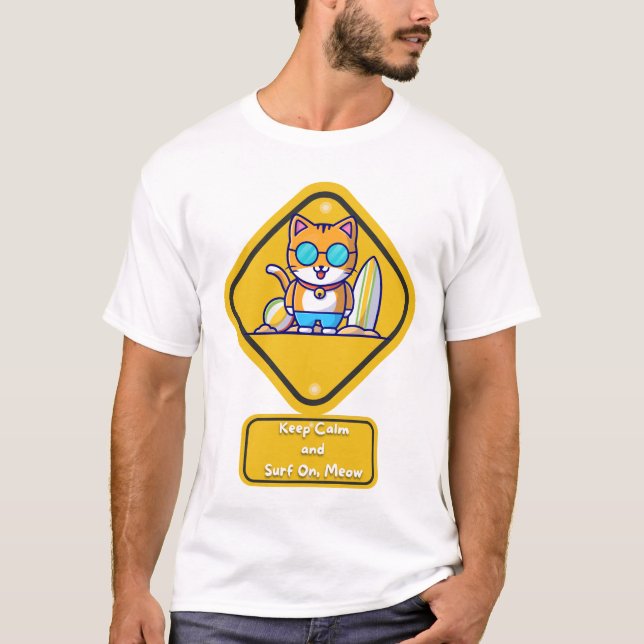 Beach Day Essentials: Surfing Cat T-Shirt (Front)