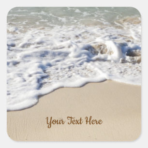 Beach Day Ocean Waves Custom Text Square Sticker