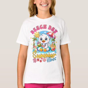 Beach Day Summer Vibes Cute Duck Tropical Vacation T-Shirt