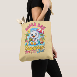 Beach Day Summer Vibes Cute Duck Tropical Vacation Tote Bag
