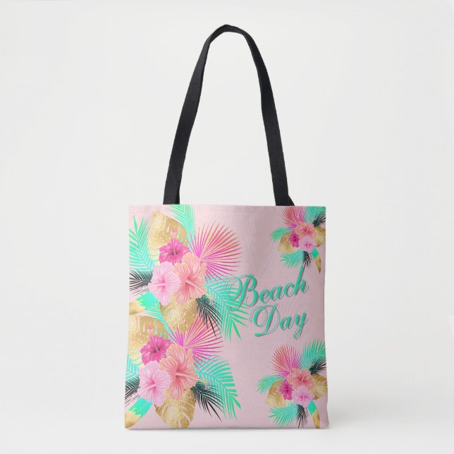 Beach Day Tropical Summer Palm Vibrant  Tote Bag (Front)