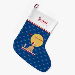 Beach Day Whales Surfing Golden Dog Stocking
