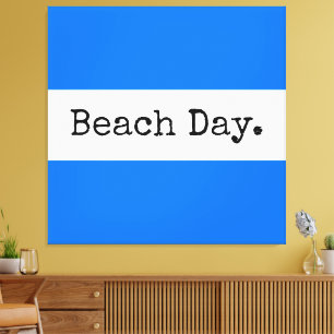 BEACH DAY Wide Bright Blue White Summer Stripes Canvas Print
