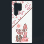Beach Days Ahead Samsung Galaxy Case<br><div class="desc">A playful summer design featuring a surfboard,  flip flops,  seashells,  a bright sun,  and the phrase "Summer Vibes" over a sandy beach.</div>