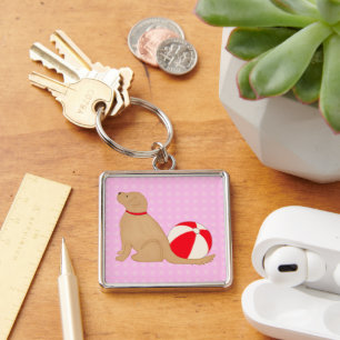 Beach Days Dog Candy Cotton Pink Key Chain Silver
