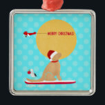 Beach Days Golden Christmas Aqua Ornament<br><div class="desc">Bring memories of a fun beach day to your Christmas tree this year with this sweet surfing Golden Retriever ornament.  Designed by Naptown Tails!</div>