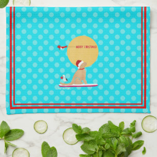 Beach Days Golden Christmas Kitchen Towel
