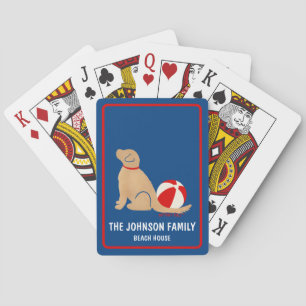 Beach Days Golden Retriever Dog Blue Playing Cards