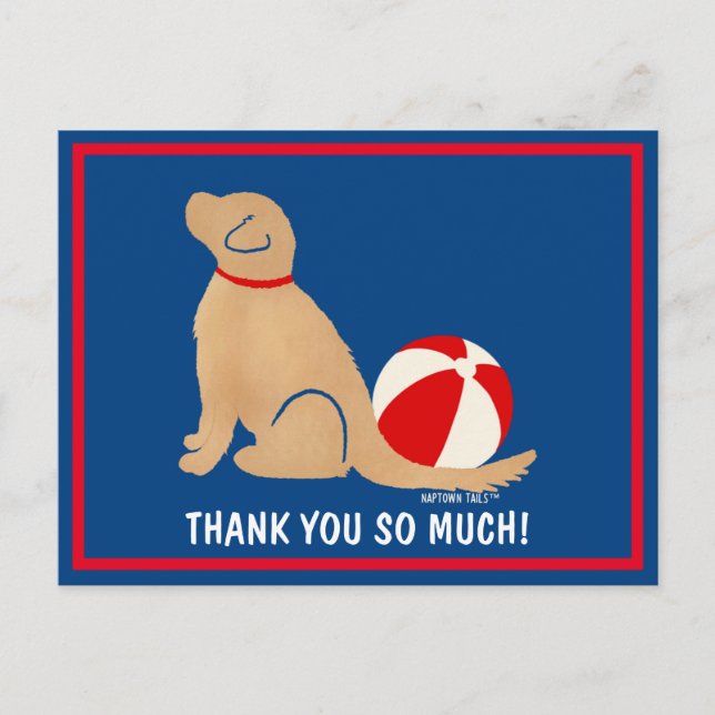 Beach Days Golden Retriever Dog Thank You Postcard (Front)
