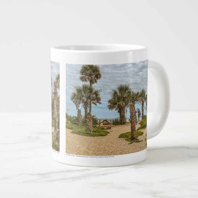 Beach Days, Overcast, Beach Garden Large Coffee Mug (Front Right)