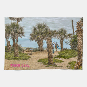 Beach Days, Overcast, Beach Garden Tea Towel