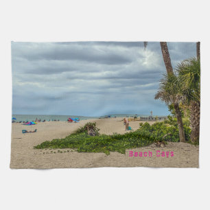 Beach Days, Overcast, Green Vines Alligator Tea Towel