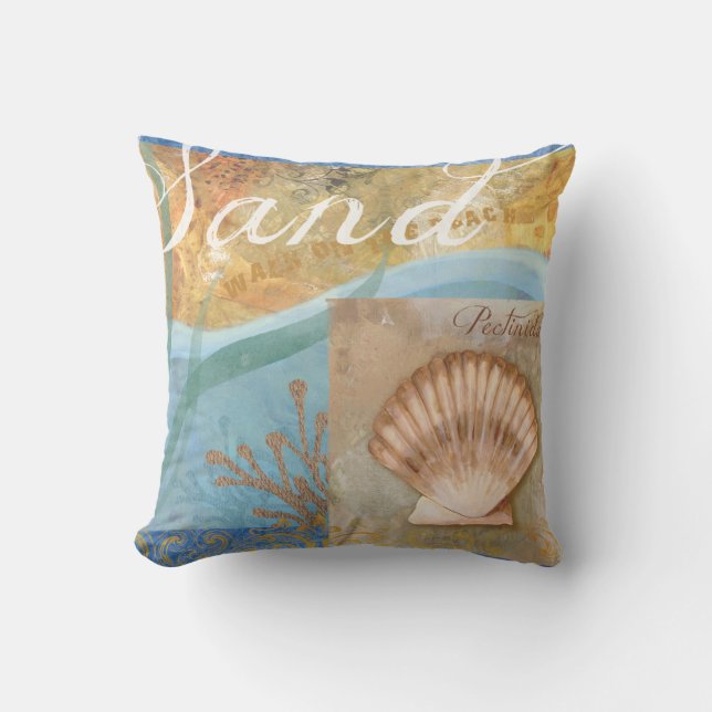 Beach Decor, Sand and Seashore Cushion (Front)