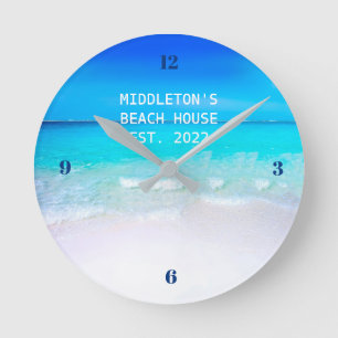 Beach Decor Sea Ocean Blue Summer Sun Round Clock