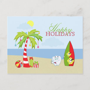 Beach dentist tooth Happy Holidays Christmas card
