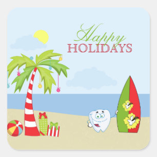 Beach dentist tooth Happy Holidays sticker