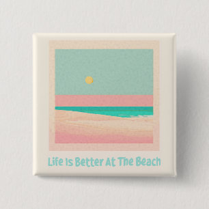Beach design 15 cm square badge