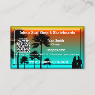 Beach Design QR-Coded Personalised Business Card