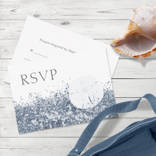 Beach Destination Blue Whimsical RSVP Card