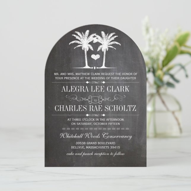 Beach Destination Chalkboard Typography Invite (Standing Front)