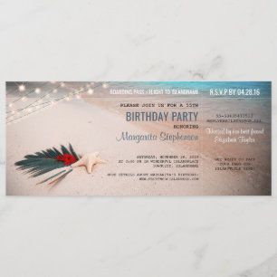Beach Destination Party Boarding Pass Ticket Invitation
