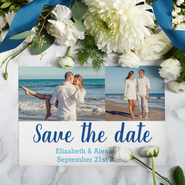 Beach Destination Photo Collage Save The Date Card (Creator Uploaded)