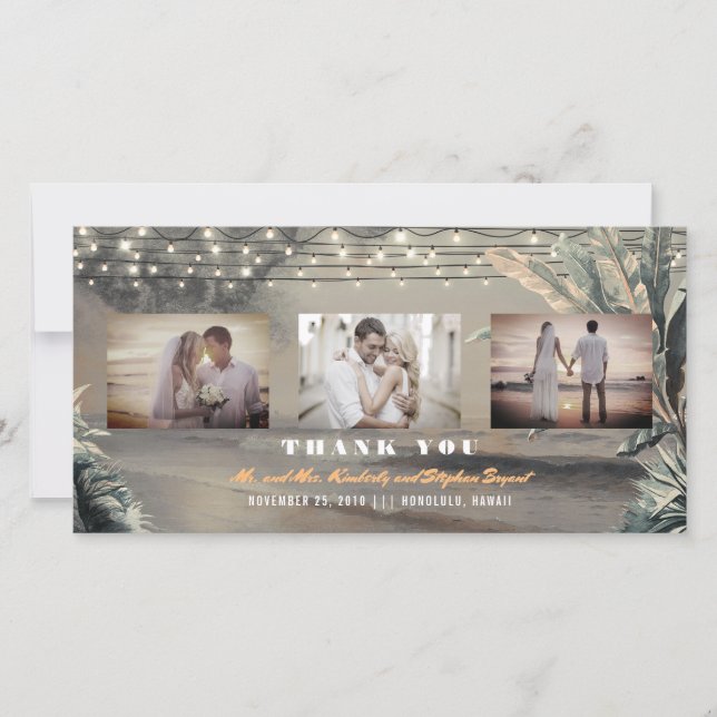 Beach Destination Tropical Wedding Thank You (Front)