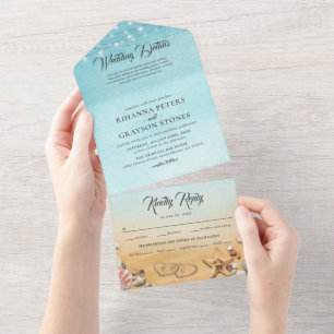 Beach Destination Wedding All In One Invitation