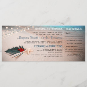 Beach Destination Wedding Boarding Pass Ticket Invitation