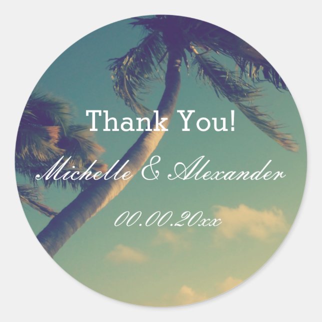 Beach destination wedding favour stickers and seal (Front)