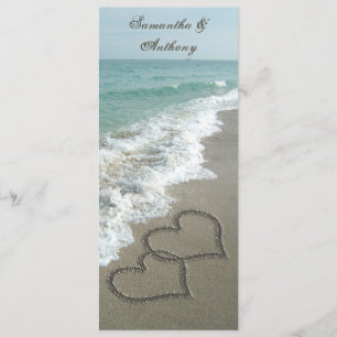 Beach Destination Wedding Invitation, 2 Hearts Invitation