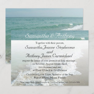Beach Destination Wedding Invitation, Aqua Surf Invitation