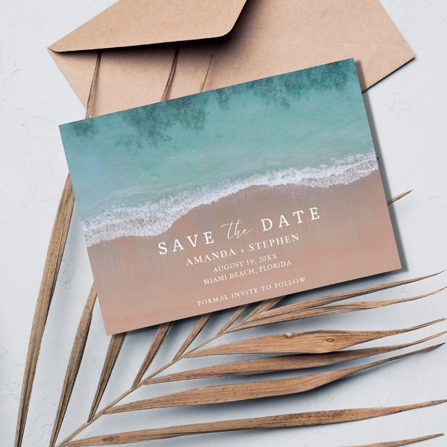 Beach Destination Wedding Photo Save the Date Announcement (Beach Destination Wedding Photo Save the Date)