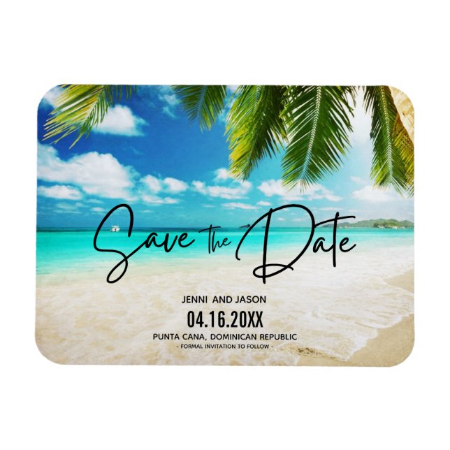 Beach Destination Wedding Photo Save The Date Magn Magnet (Horizontal)