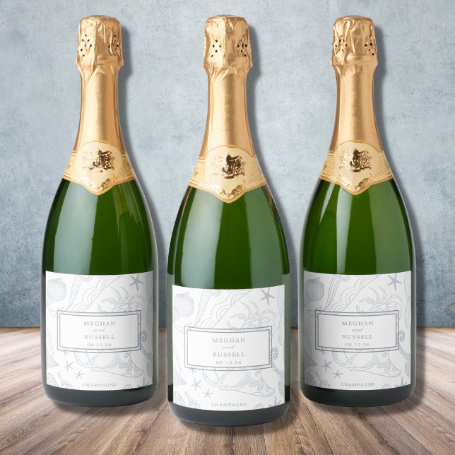 Beach Destination Wedding Reception Toast Sparkling Wine Label (Creator Uploaded)