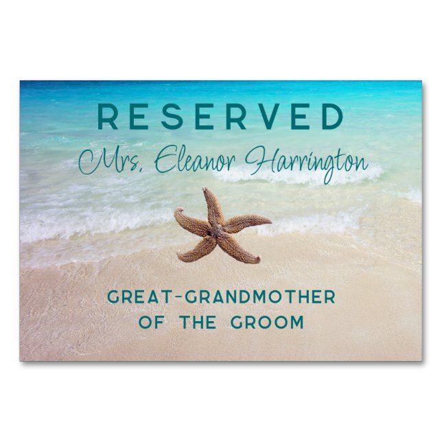 Beach Destination Wedding Reserved Seating Cards (Front)