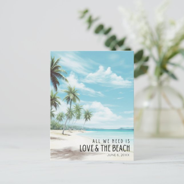 Beach Destination Wedding Save Date Announcement Postcard (Standing Front)
