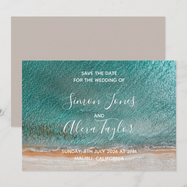 Beach destination wedding save the date (Front/Back)
